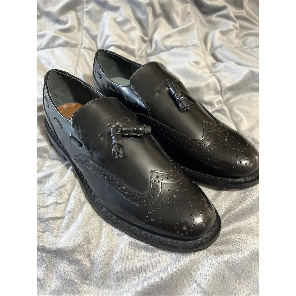 Executive Imperials Tassel Loafers Mens‎ 10E Black Leather Wingtip Dress Shoes